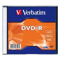 Фото Диск DVD-R Verbatim 4.7Gb 16x Slim Case (1шт) (20) (43547). Интернет-магазин Vseinet.ru Пенза